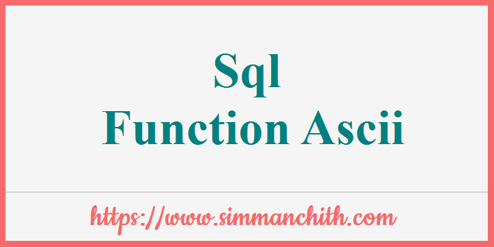 SQL ASCII() Function
