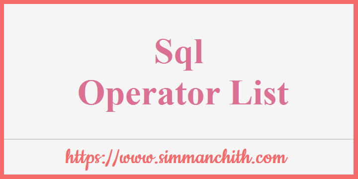 SQL Operator List